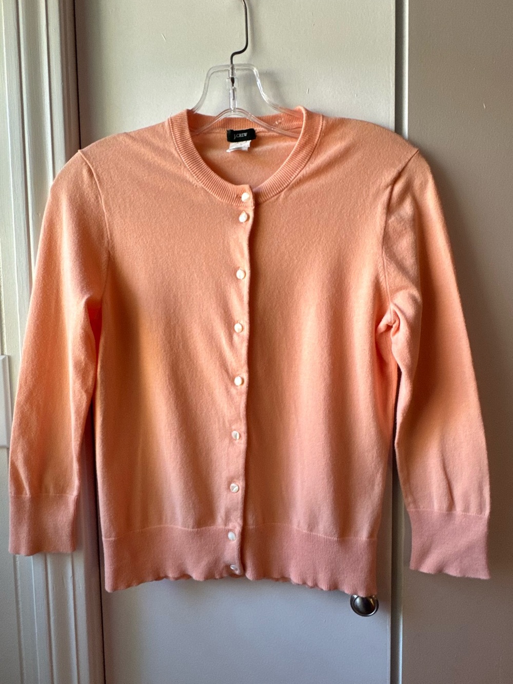 J.Crew Jackie Cardigan Sweater S Pink Cotton Blend Crew Neck Button Front 2009